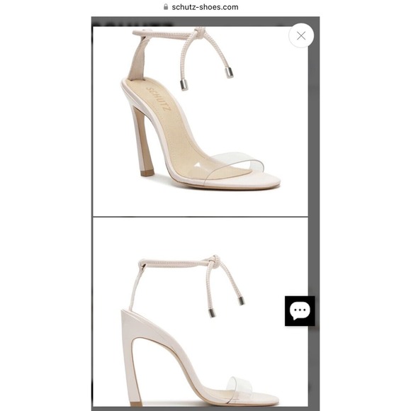 Schutz Beige Jessie Vinyl & Nappa Leather Heel Sandals NEW Size 7.5 B - Picture 5 of 5